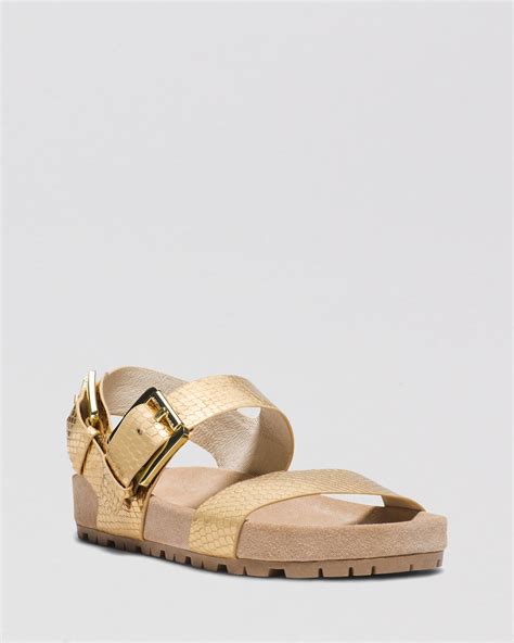 michael kors sawyer leather sandal|Michael Kors denim sandals.